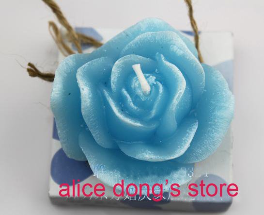 Hibiscus Flowers Candles For Wedding Valentine Day Gift Blue Colors 