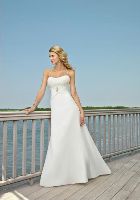  White Silver Ivory Silver Removable Beaded Halter Strap Wedding Dresses
