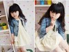 Free shipping female children's clothing washed denim princess lace coat jean jacket Children's cowboy clothing   Thin