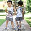 Hot Sale Motorcycle Print Children Cotton Clothing Suits Size 100-140 cm High Quality Boy Vest + Plaid Shorts Kid Summer Sets