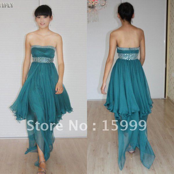 Beautiful Strapless Teal Ball Prom Party Evening Formal Dresses