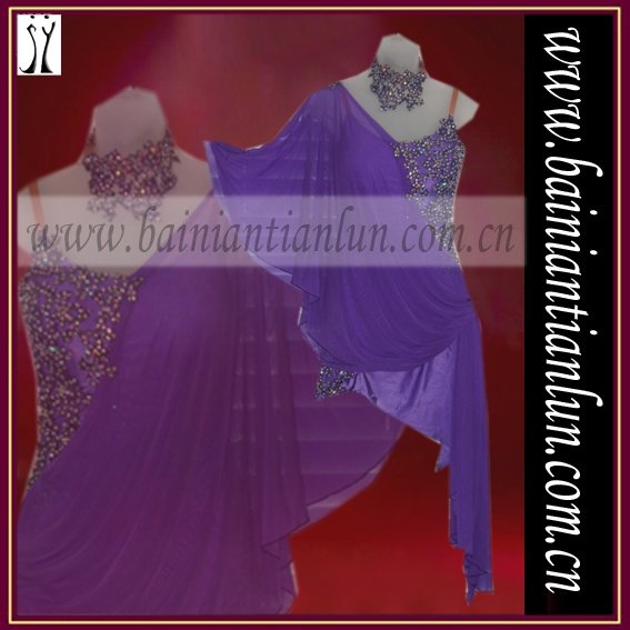 2011 Latest Design purple Latin dancing dress 7090d iscournt