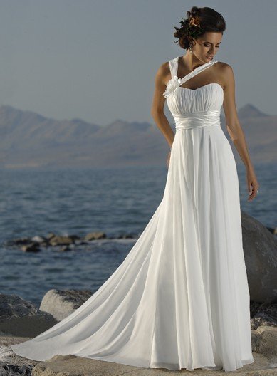 chiffon wedding dress with golden