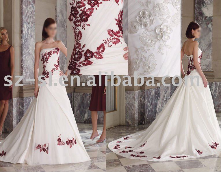 wedding dress white red