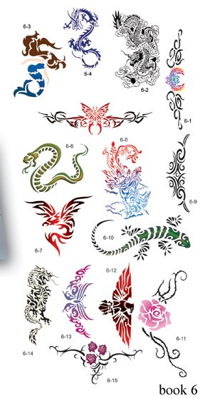  Reusable airbrush body art temporary tattoo stencils book 5
