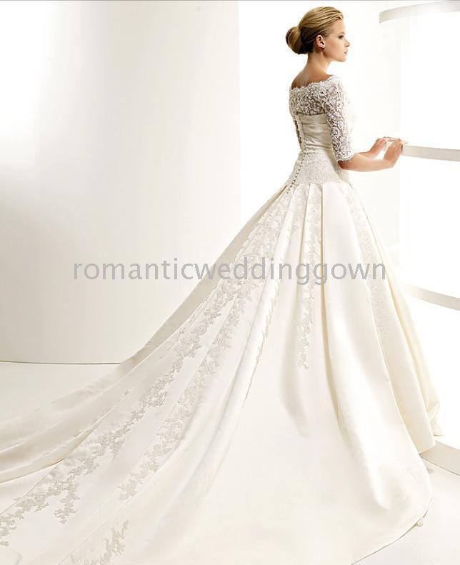 detailed lace sleeve wedding dress