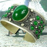 Tíbet plata verde jade pulsera ajustable Retro Totem (China (continental))