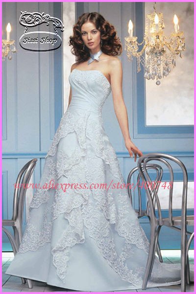 pale blue wedding dress