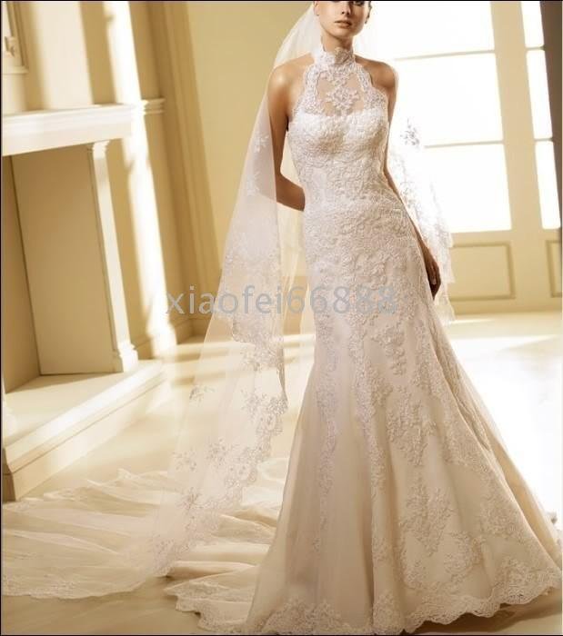 white ivory lace backless wedding dress