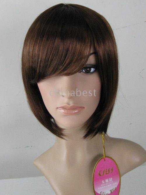 Wholesale SD009 color &style 6Pcs/Lots Straight short Brown hair front fringe 100% Japanese Kanekalon