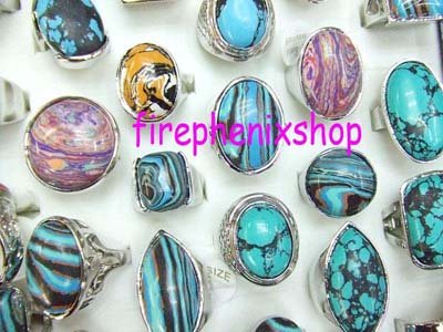 Lots 100pcs Turquoise Silver P Rings Fashion ring Wedding ring Jewelry ring