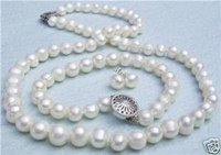 Set 7-8mm blanco perla Pendientes Collar juegos (China (continental))