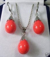 Hermoso Pink Shell collar de perlas de aretes (China (continental))