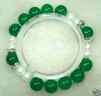 Jade verde y blanco perla pulsera / Armschmuck (China (continental))