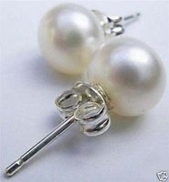 8 ~ 9 mm las mujeres de la joyería de plata blanca perla Stud (China (continental))