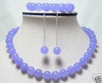 Exquisito collar de 10mm Lavender Jade Bracelet pendiente (China (continental))