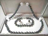 7.8 MM negro collar de perlas pulsera pendiente (China (continental))