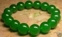 Verde esmeralda 12MM Jade Pulsera de cordón Armschmuck (China (continental))