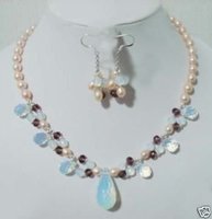 Joyería de perlas Pendientes ópalo collar aretes (China (continental))