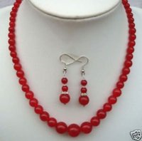 Elegante Red Jade grandes cuentas de collar y Earringsets (China (continental))