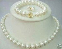 Noble blanco perla pulsera collar pendiente de 8 mm (China (continental))