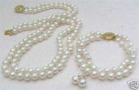 Blanco hermoso collar de perlas y aretes / Juegos (China (continental))