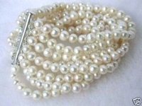 8 filas brazalete blanco perla señora 7.5 "/ Armschmuck (China (continental))
