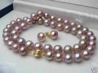 8-9mm collar de perlas Akoya Purple Cultivadas + pendiente de 17 "(China (continental))