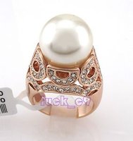 Casa de 18 quilates GBP dorar la joyería blanca concha de perla anillo (China (continental))