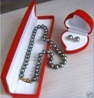 natural 8-9mm negro collar de perlas + pendiente (China (continental))