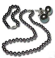 negro, collar de perlas cultivadas pendiente pulsera (China (continental))