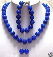 10mm collar de lapislázuli 17 "pendiente de pulsera (China (continental))