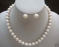 7-8mm blanco Akoya pendiente collar de perlas 18 "AA (China (continental))