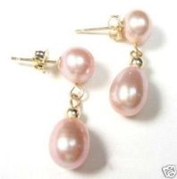 Joyería elegante par de color rosa perla cultivada (China (continental))