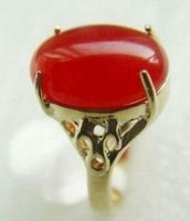 Oval hermosa placa roja Jade Anillo Talla 7 (China (continental))