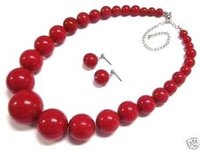 joyas de coral rojo collar de bolas Juegos de pendiente / (China (continental))