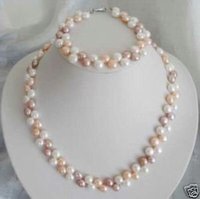 Fino collar de perlas cultivadas noble Mulriple Set Color (China (continental))