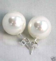 joyería de concha blanca 10mm perla / Pendientes (China (continental))