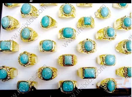  Turquoise Gemstone 18K rings Fashion ring Jewelry ring Wedding ring 