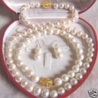 Encantador 8-9mm negro collar de perlas pulsera pendiente (China (continental))