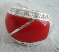 Hermoso maravilloso anillo de coral rojo de cristal (China (continental))