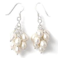 Pretty tibet silver white pearl amethyst earring(China (Mainland))