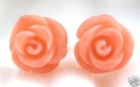 Boucles Genuine 12mm pink rose coral silver earring(China (Mainland))