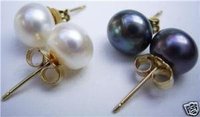 Esterlina blanco y Negro pendiente perlas de agua dulce (China (continental))