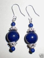 NEW Blue Lapis Lazuli Tibet Silver Earrings(China (Mainland))