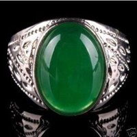 Impresionante plata verde jade de los hombres anillos de tamaño; 8,9,10 (China (continental))