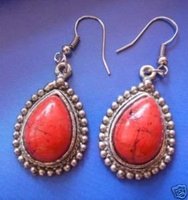 Fine Tibet silver beads Coral earring(China (Mainland))