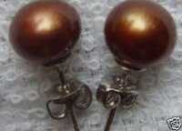 Popular Tibet silver coffee color pearl EARRING(China (Mainland))