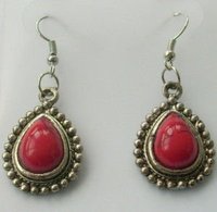 Sterling Beautiful tibet red Coral earring(China (Mainland))