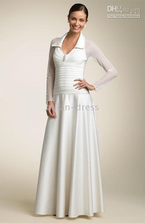 tea length wedding dress with sleeves. Long Sleeve wedding dress